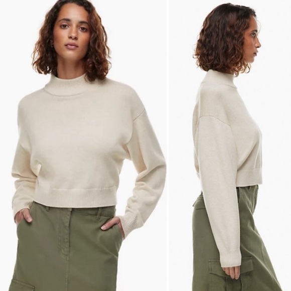 Aritzia Sweaters - BOGO! Aritzia Wilfred Free Harper Sweater Wool Heather Gray Cream Cropped M